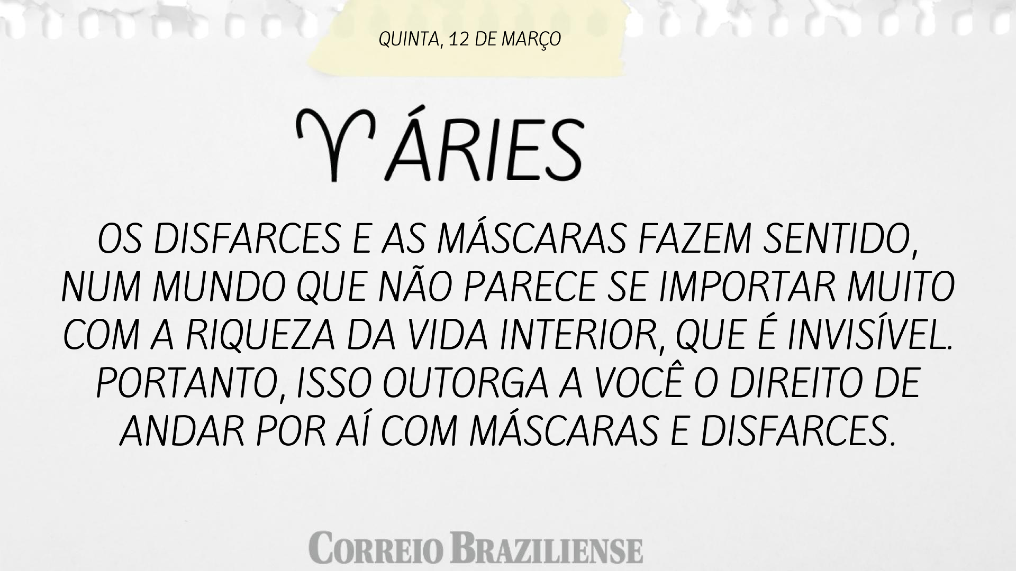 Hor&oacute;scopo | 12 de mar&ccedil;o