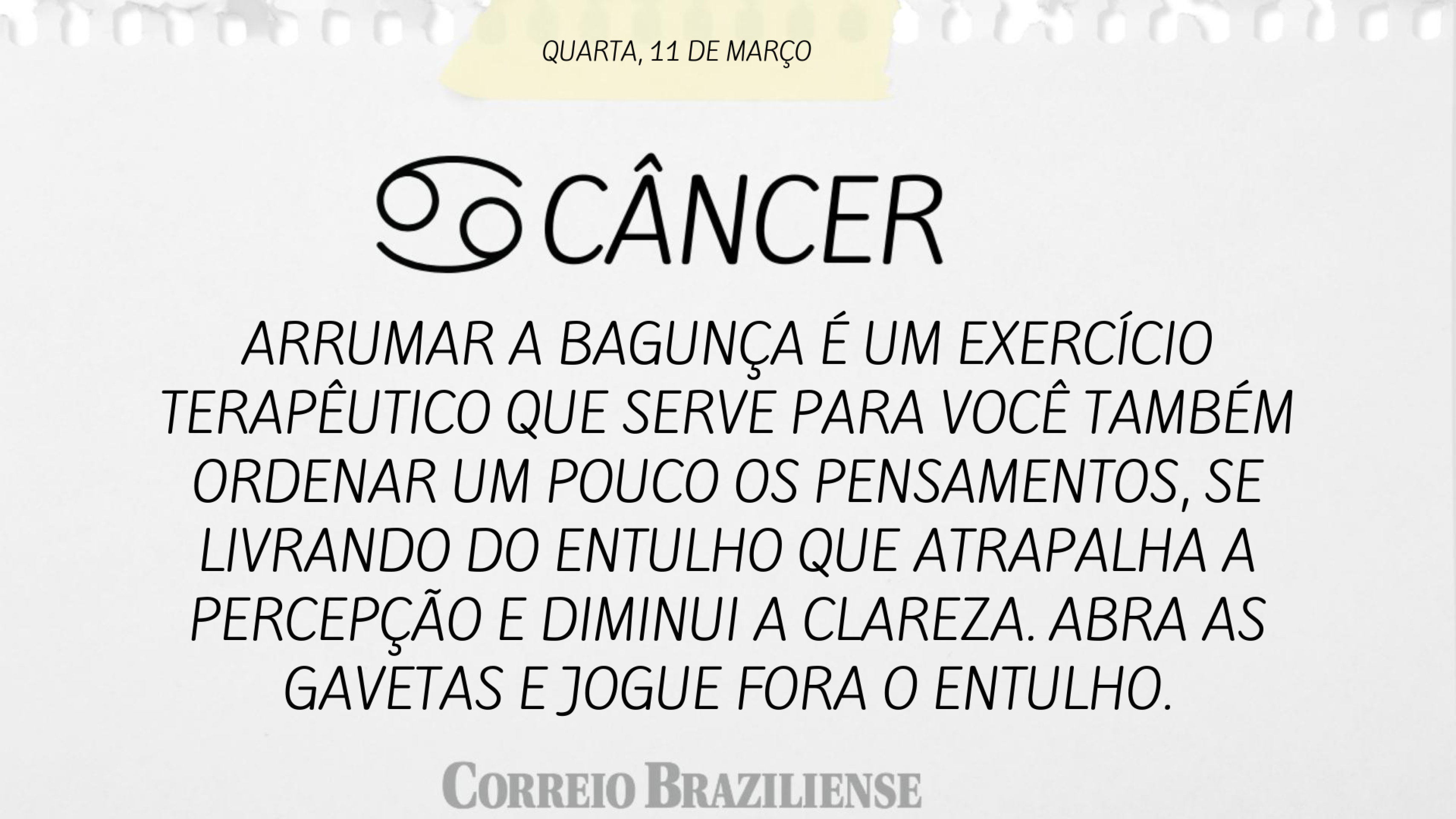 Hor&oacute;scopo | 11 de mar&ccedil;o