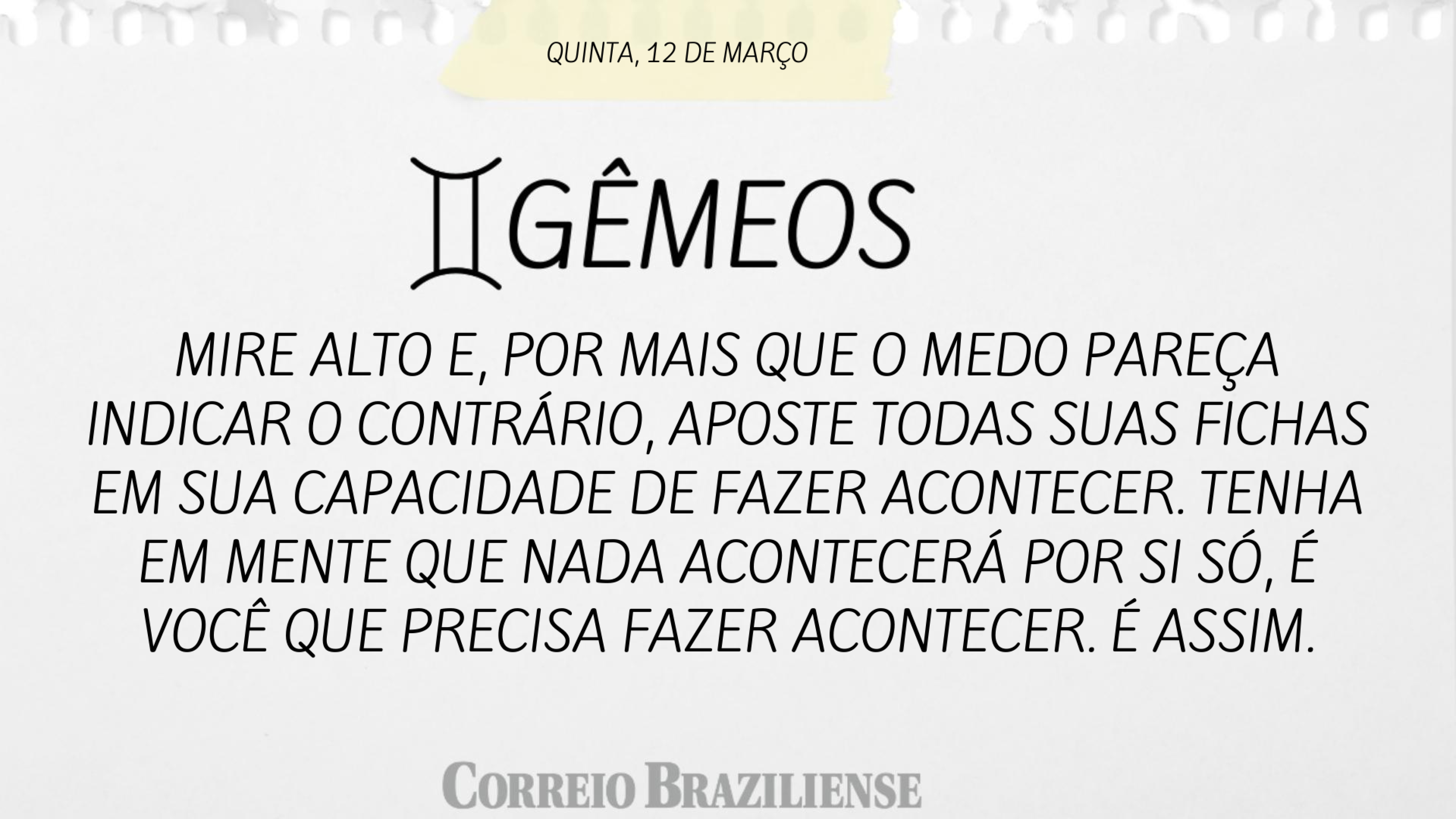 Hor&oacute;scopo | 12 de mar&ccedil;o