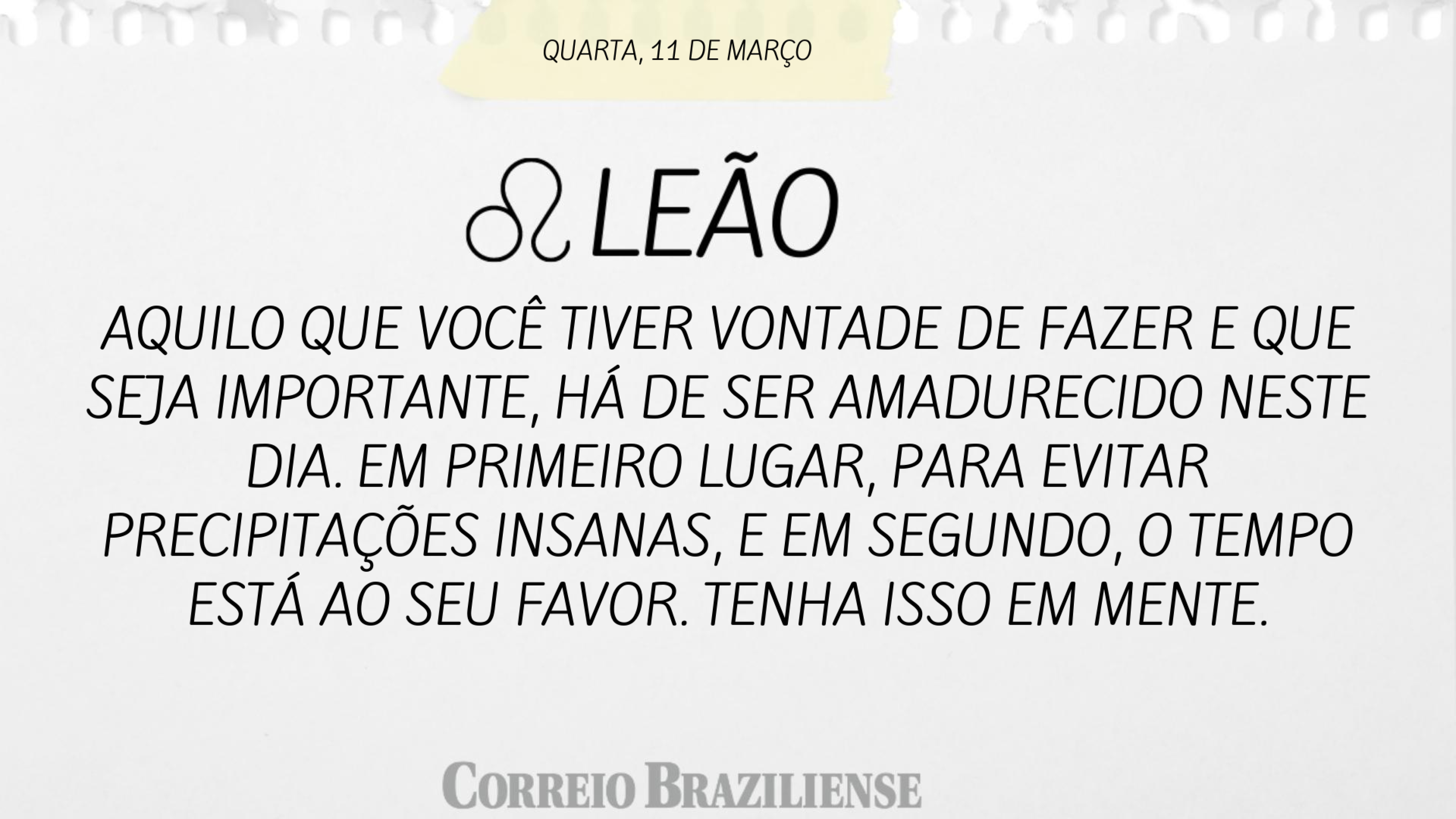 Hor&oacute;scopo | 11 de mar&ccedil;o
