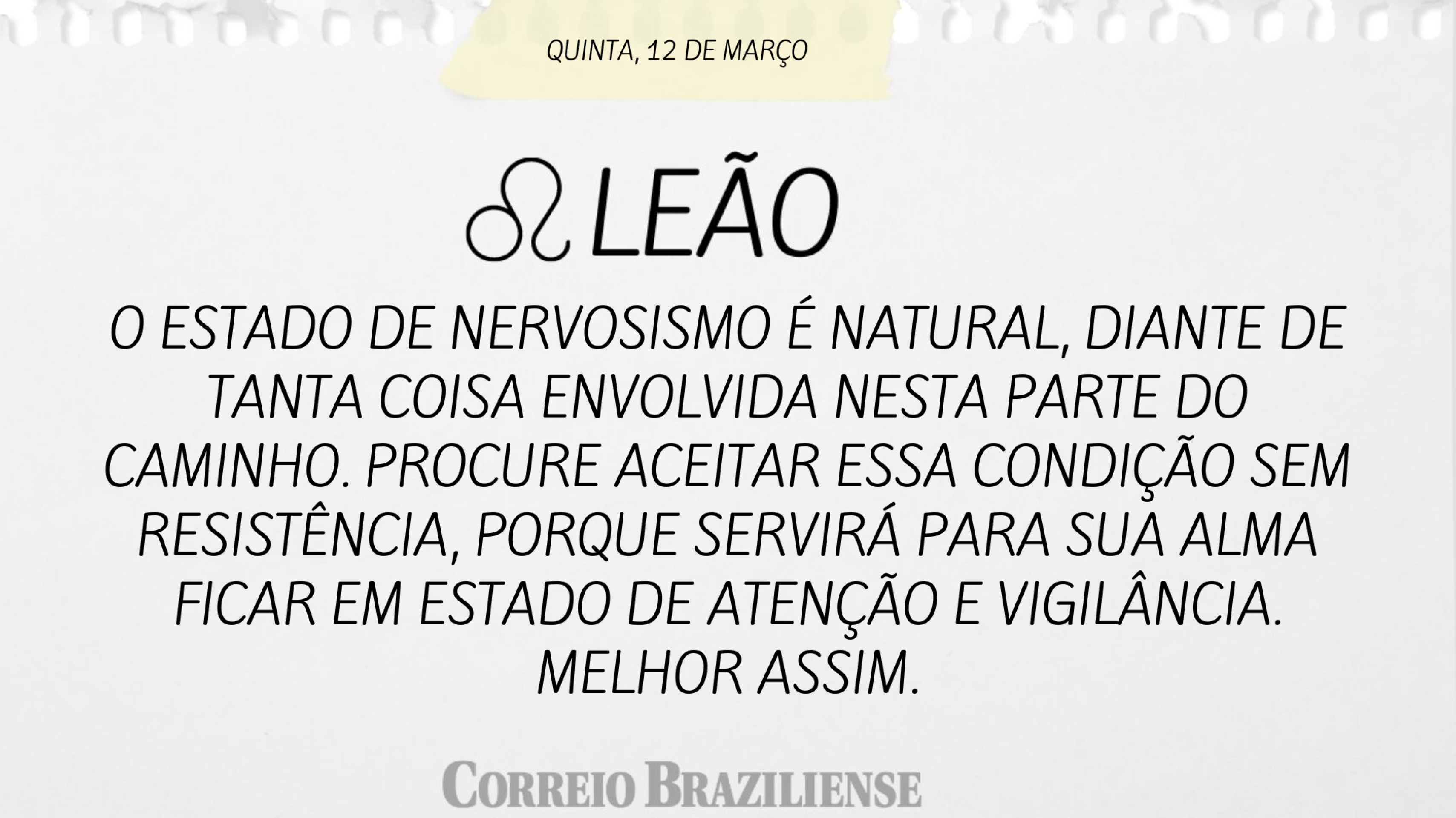 Hor&oacute;scopo | 12 de mar&ccedil;o