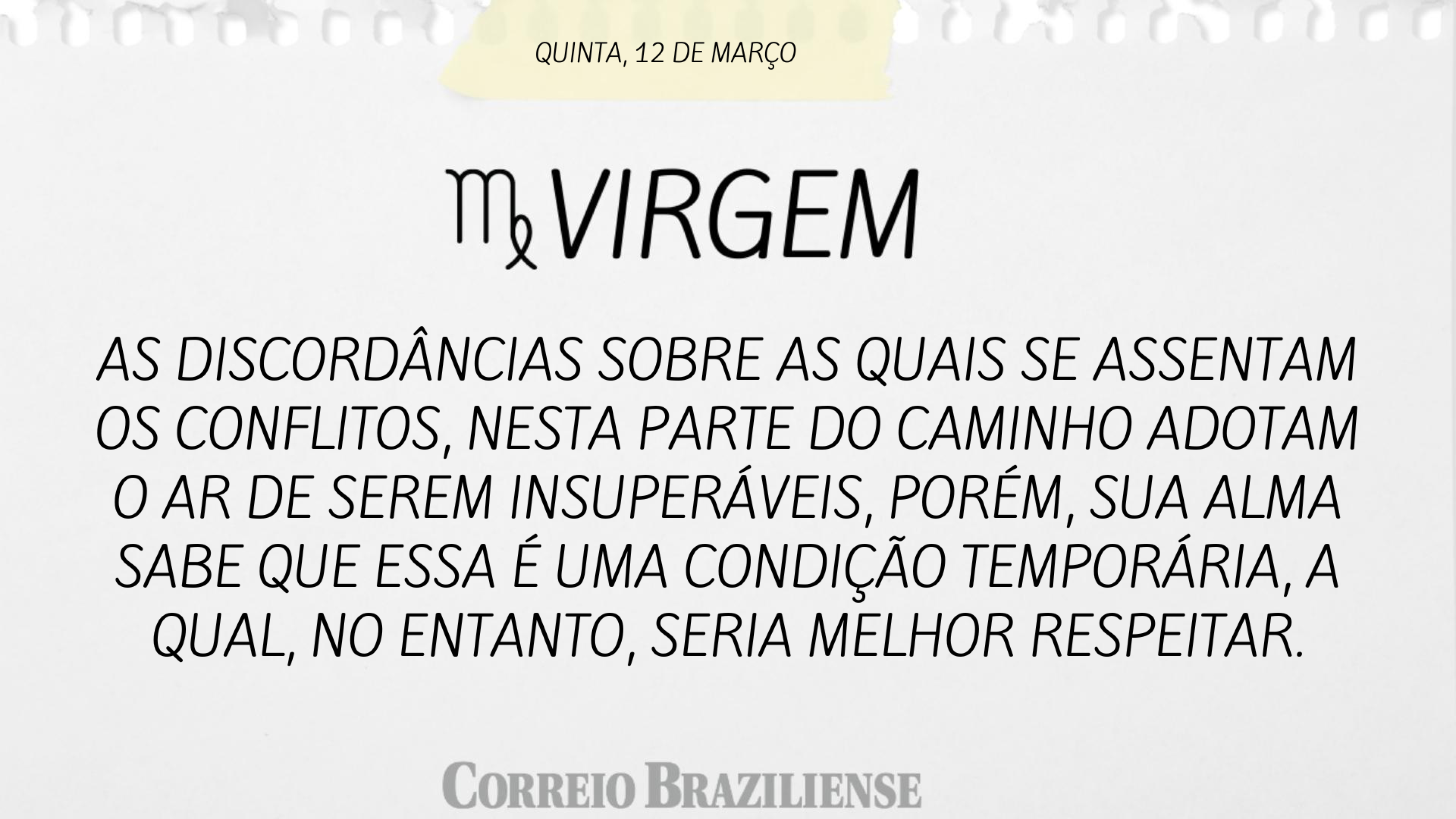 Hor&oacute;scopo | 12 de mar&ccedil;o