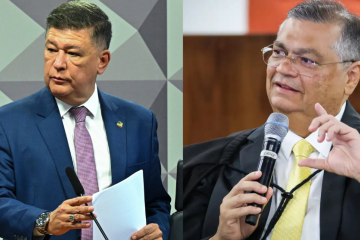 Na avaliação de Carlos Viana (à esq.), a decisão de Flávio Dino gerou 'profunda perplexidade'  -  (crédito: Jefferson Rudy/Agência Senado e Gustavo Moreno/STF; Montagem: Wal Lima/CB/Press)