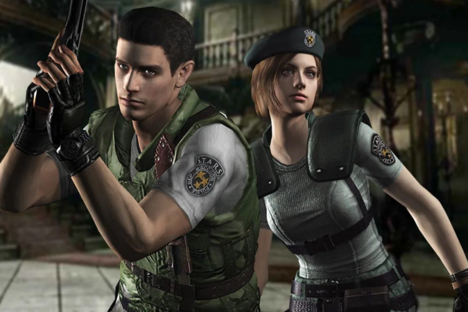 Os protagonistas do primeiro jogo, Chris Redfield e Jill Valentine.