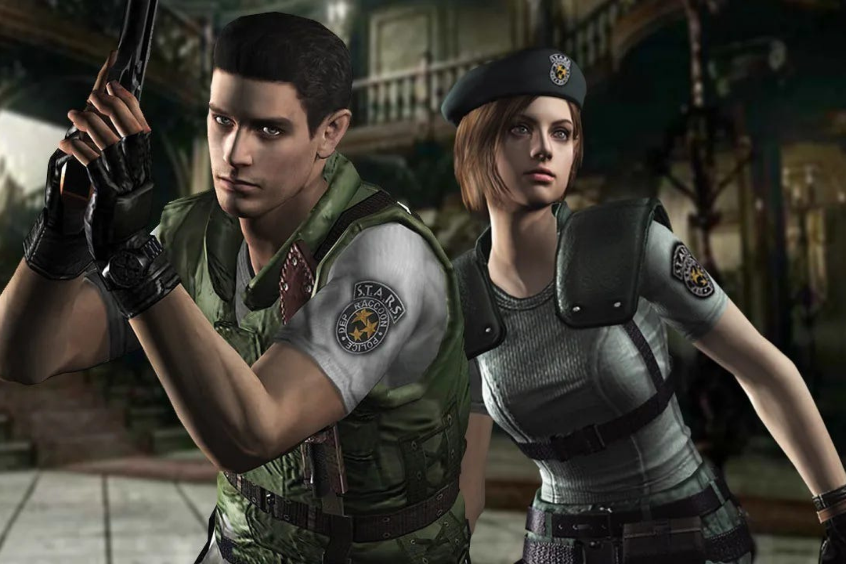 Os protagonistas do primeiro jogo, Chris Redfield e Jill Valentine.