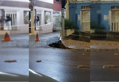 Asfalto cedeu em frente a um condomínio -  (crédito: Material cedido ao Correio) -Asfalto cedeu em frente a um condomínio -  (crédito: Material cedido ao Correio)