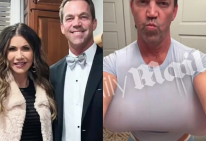 As imagens de Bryon Noem utilizando as próteses de seios falsos foi  divulgada pelo jornal britânico Daily Mail -  (crédito: Reprodução/ Daily Mail / Redes sociais) -As imagens de Bryon Noem utilizando as próteses de seios falsos foi  divulgada pelo jornal britânico Daily Mail -  (crédito: Reprodução/ Daily Mail / Redes sociais)