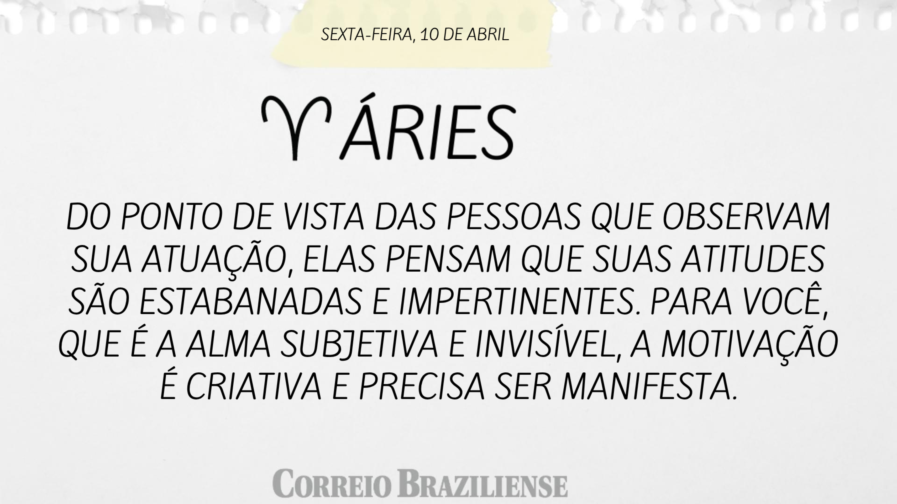 Hor&oacute;scopo | 10 de abril de 2026
