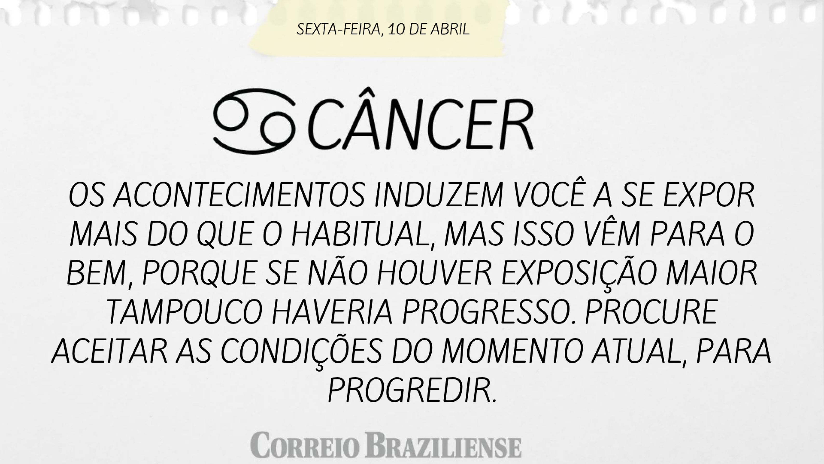 Hor&oacute;scopo | 10 de abril de 2026