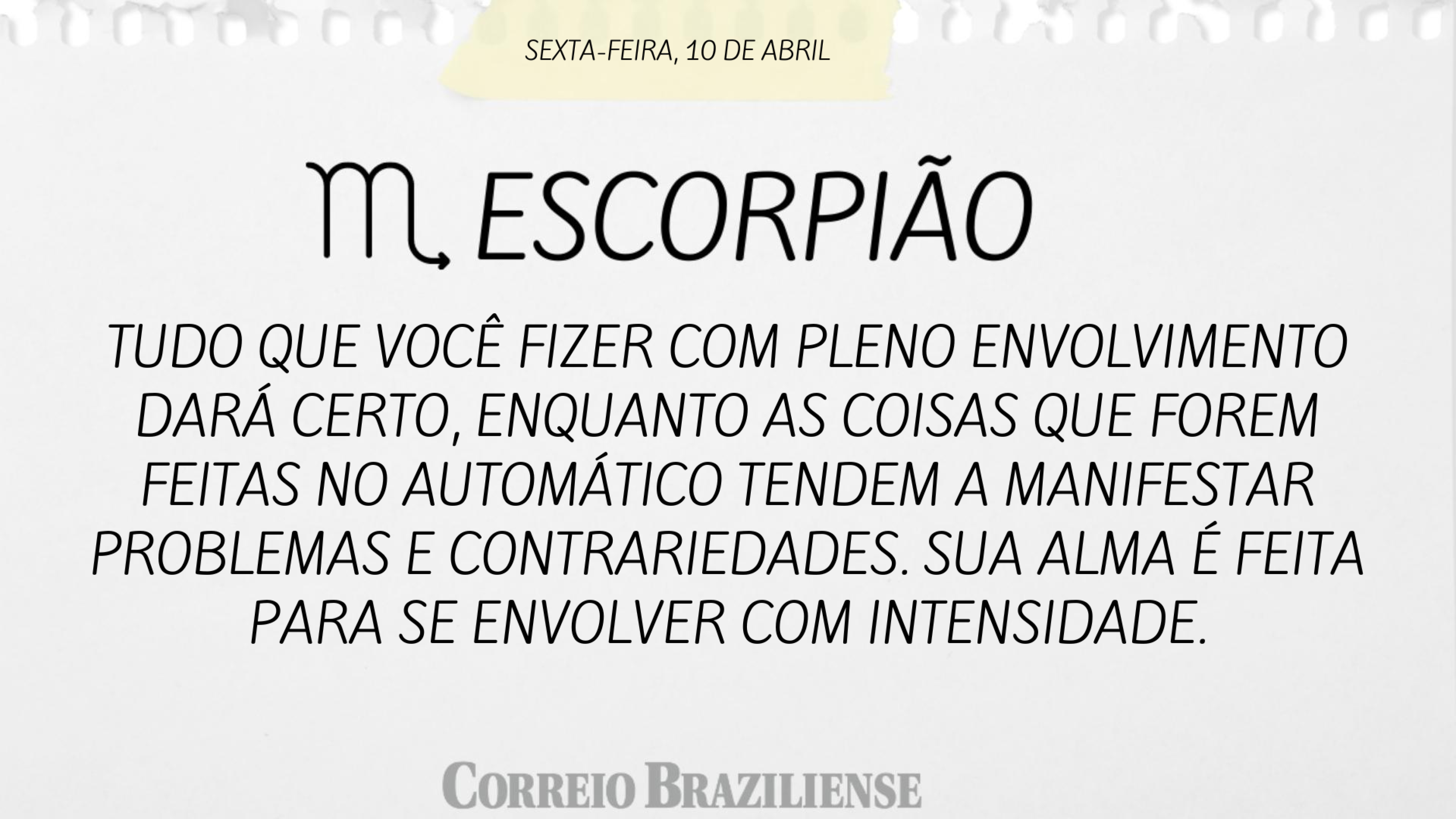 Hor&oacute;scopo | 10 de abril de 2026