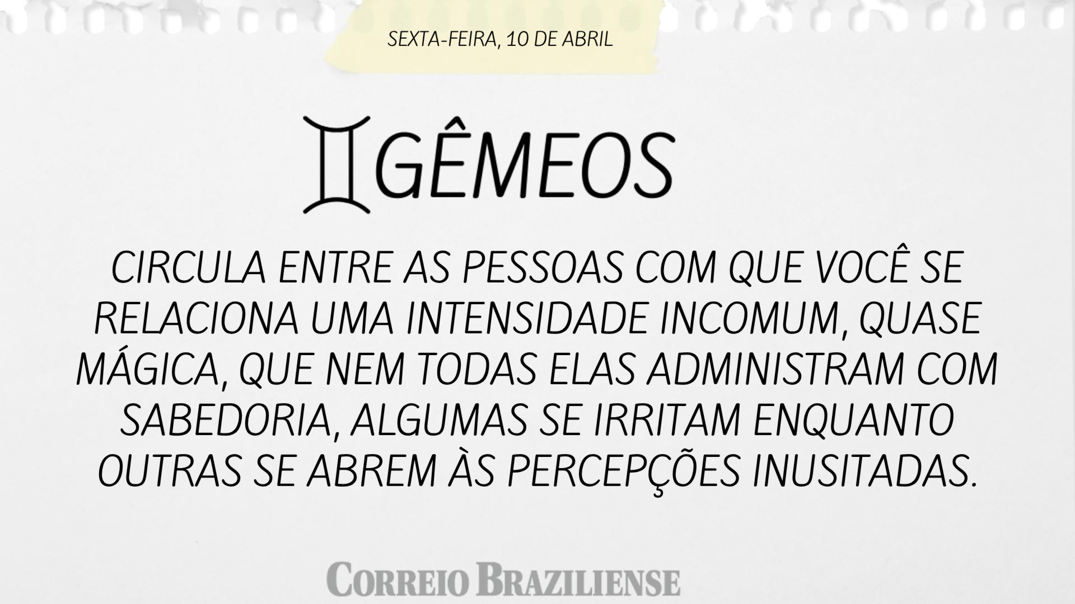 Hor&oacute;scopo | 10 de abril de 2026