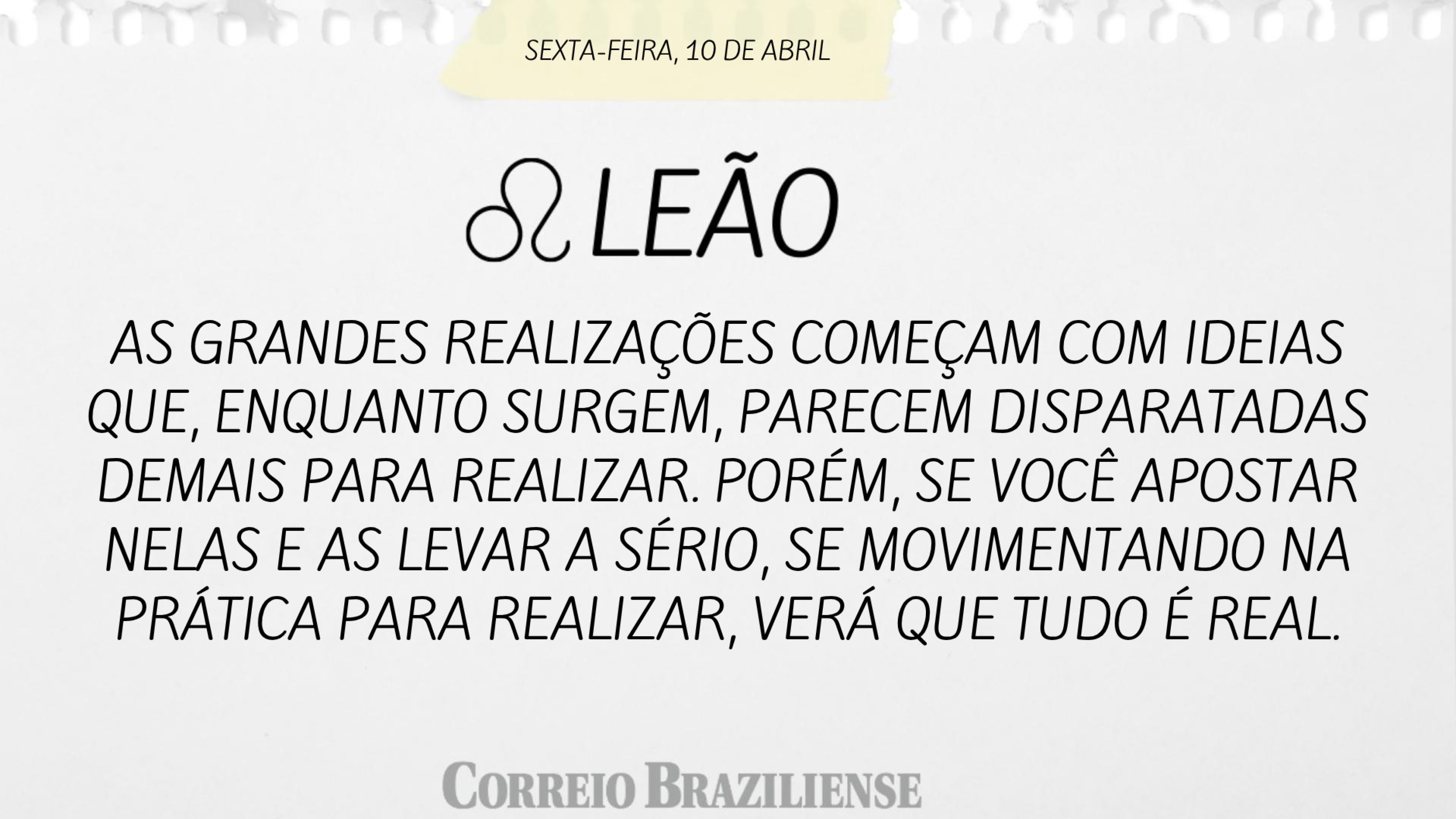 Hor&oacute;scopo | 10 de abril de 2026