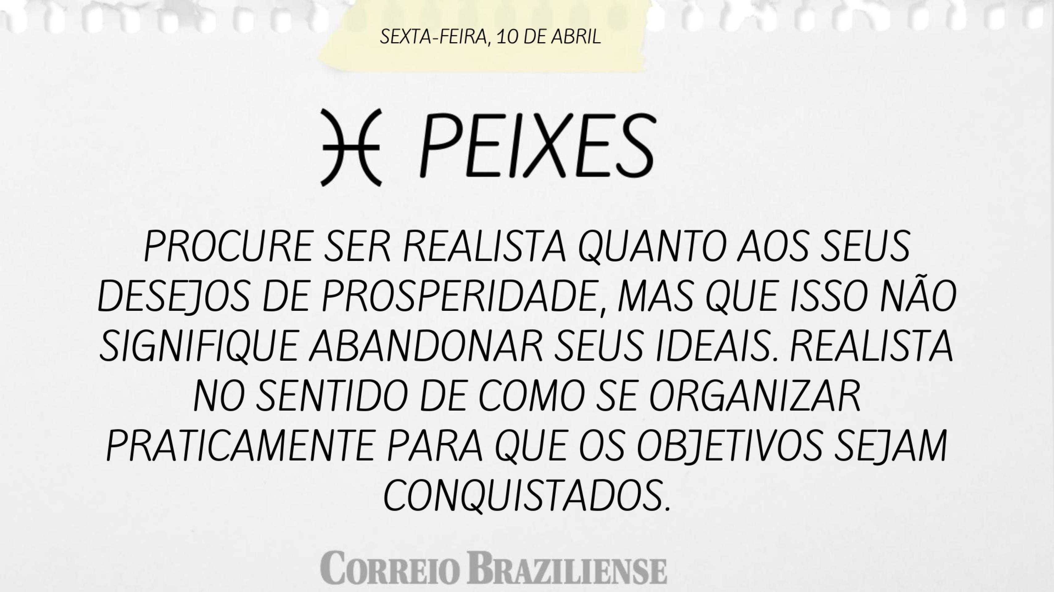 Hor&oacute;scopo | 10 de abril de 2026