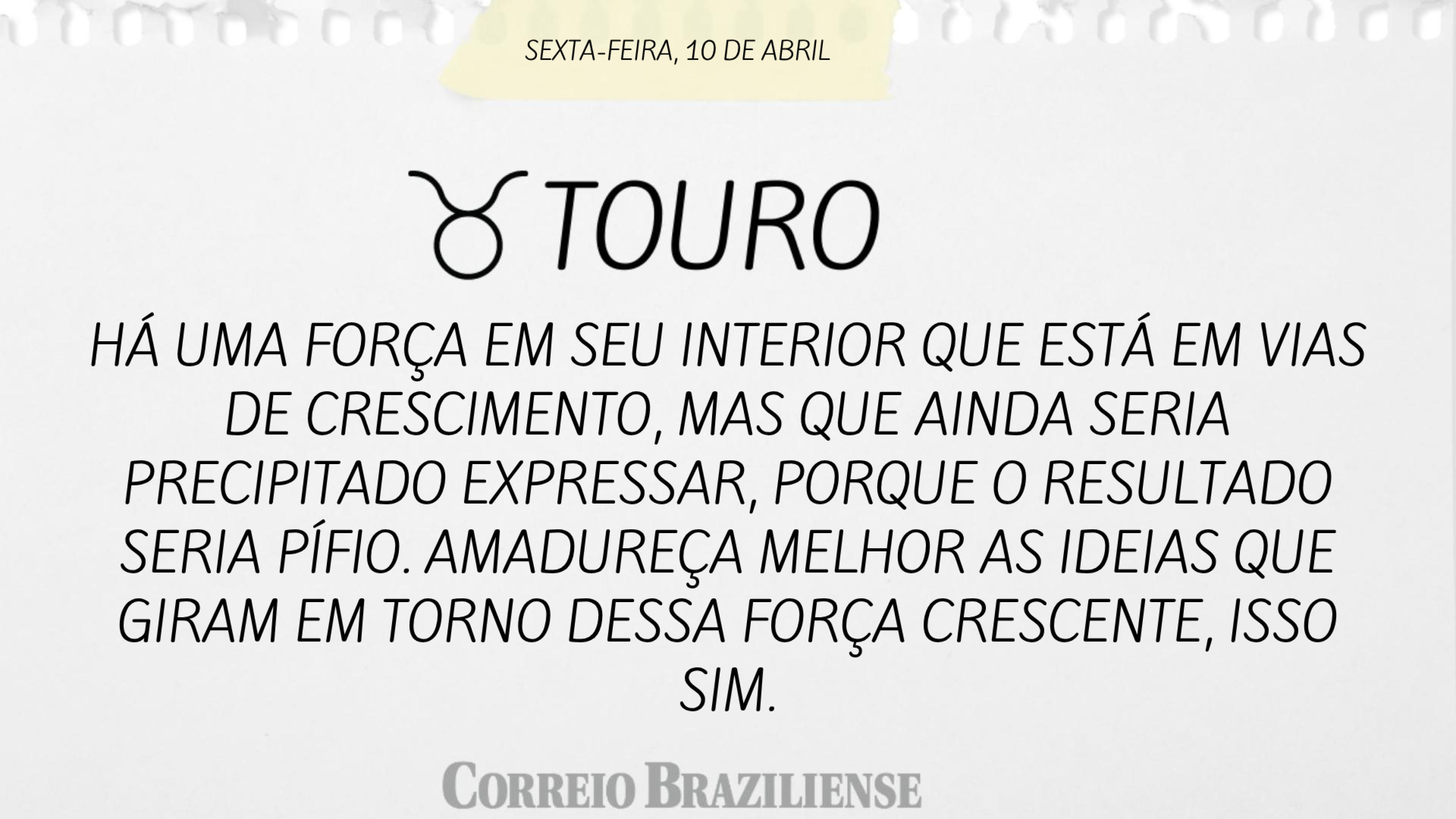 Hor&oacute;scopo | 10 de abril de 2026