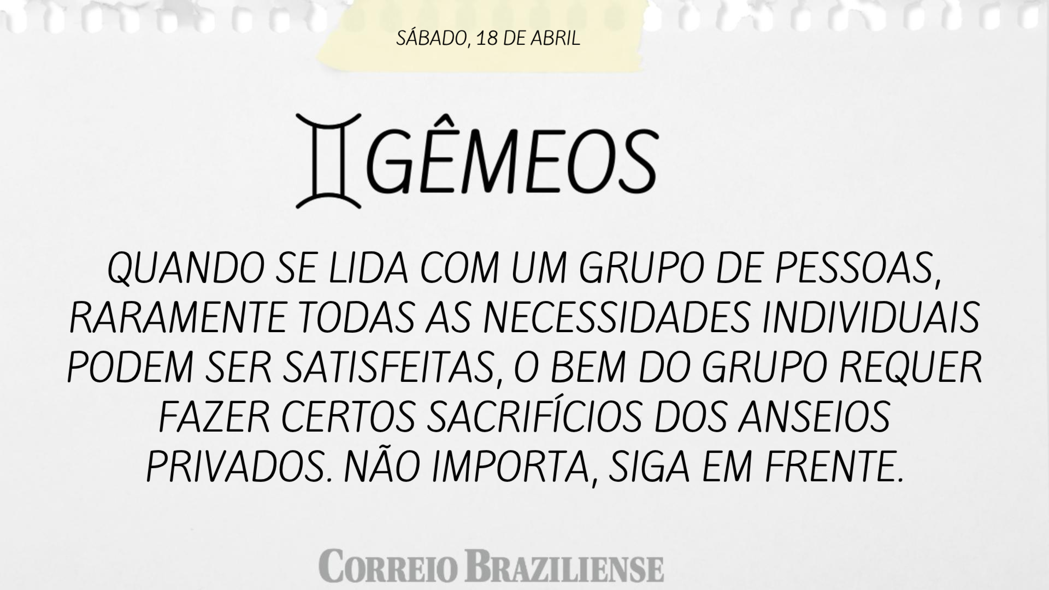 Hor&oacute;scopo | 18 de abril 