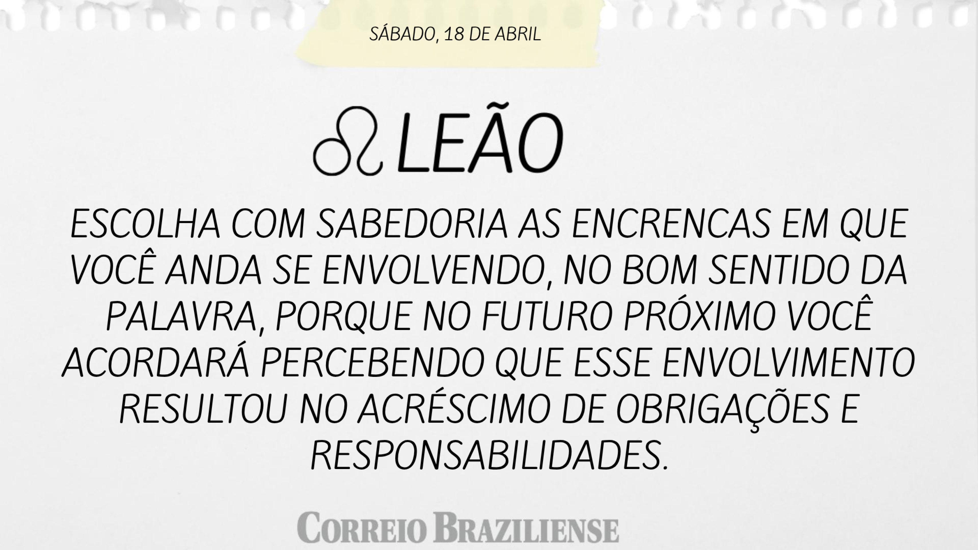 Hor&oacute;scopo | 18 de abril 