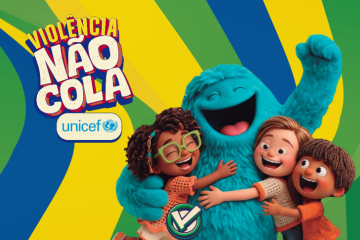 Campanha da Unicef 'Violência não cola' trás um álbum de figurinhas com um tema de conscientização contra violência infantil -  (crédito: Divulgação / Unicef)