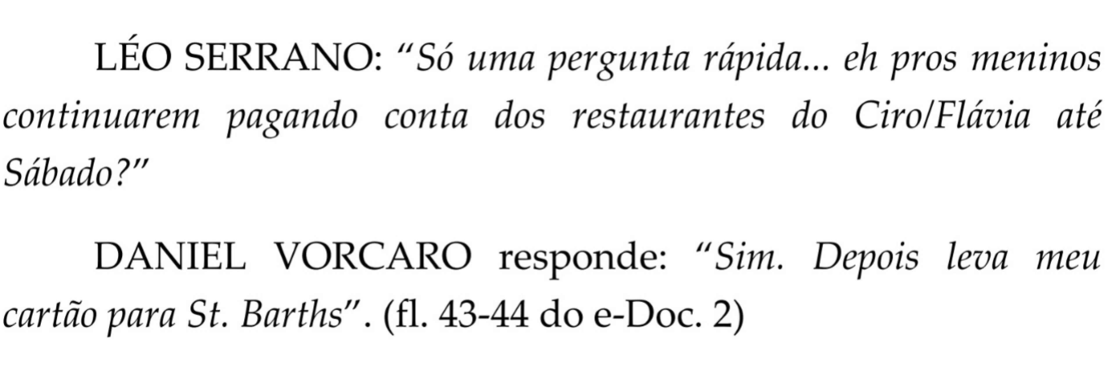Trecho da decis&atilde;o do ministro Andr&eacute; Mendon&ccedil;a com um di&aacute;logo entre Vorcaro e um assessor