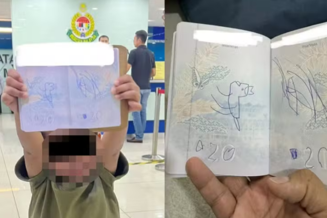 A criança teria pego o passaporte sem que ela percebesse no momento em que ela fazia as malas para a viagem - (crédito: Reprodução / Threads) A criança teria pego o passaporte sem que ela percebesse no momento em que ela fazia as malas para a viagem - (crédito: Reprodução / Threads)