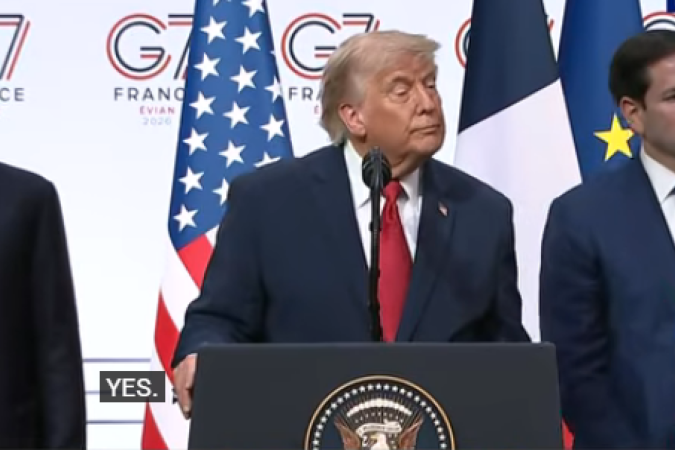 Trump durante coletiva de imprensa nesta quarta-feira (17/6) - (crédito: Reprodução/YouTube) Trump durante coletiva de imprensa nesta quarta-feira (17/6) - (crédito: Reprodução/YouTube)