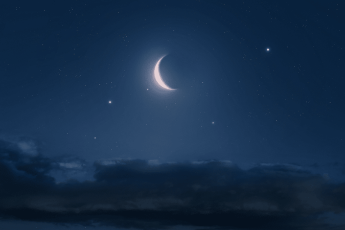 Na Lua Crescente, a iluminação aumenta noite após noite até atingir seu máximo na Lua Cheia (Imagem: Nazarii_Neshcherenskyi | Shutterstock) - (crédito: EdiCase) Na Lua Crescente, a iluminação aumenta noite após noite até atingir seu máximo na Lua Cheia (Imagem: Nazarii_Neshcherenskyi | Shutterstock) - (crédito: EdiCase)