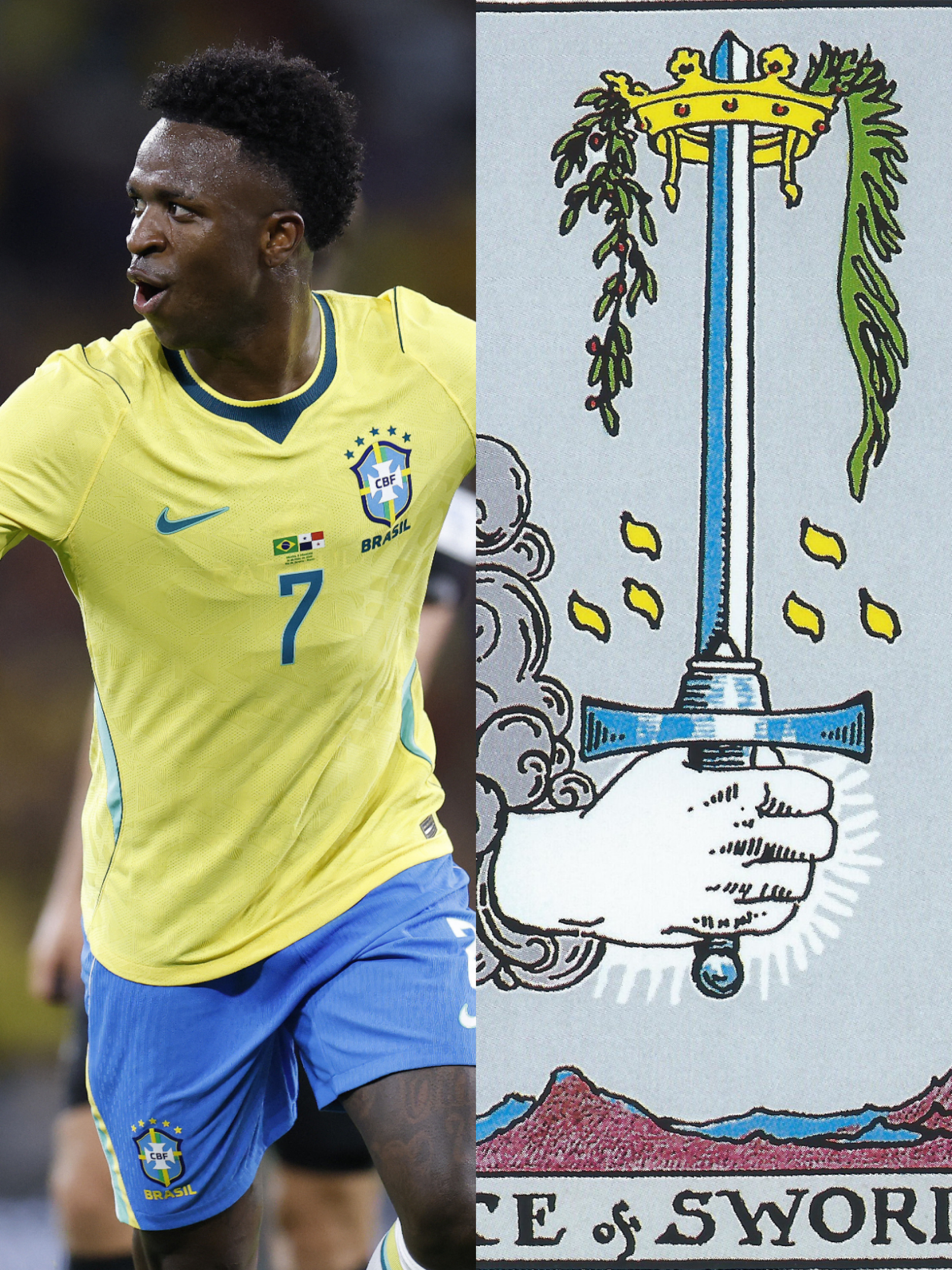 Vini Jr e a carta &Aacute;s de Espadas, do tar&ocirc;