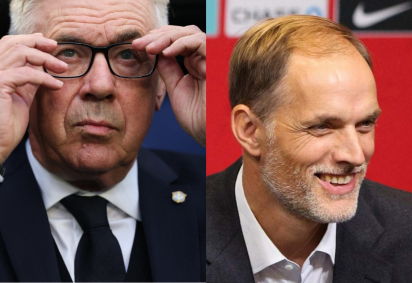 Carlo Ancelotti e Thomas Tuchel  -  (crédito: Patricia de Melo Moreira/AFP - Adrian Dennis/AFP) -Carlo Ancelotti e Thomas Tuchel  -  (crédito: Patricia de Melo Moreira/AFP - Adrian Dennis/AFP)