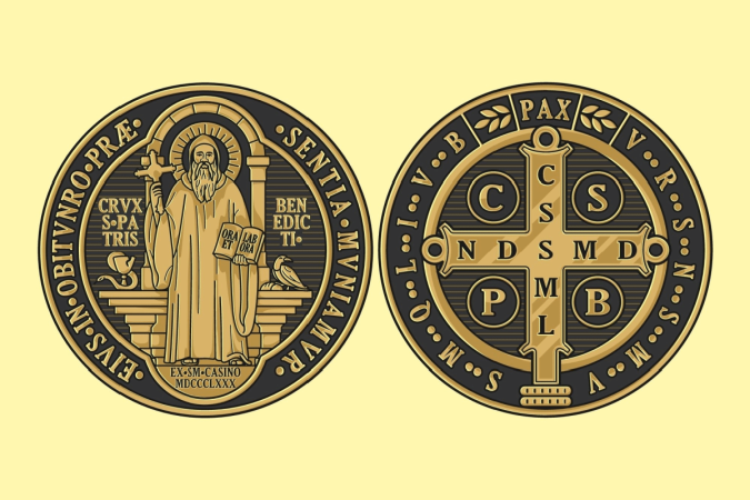 A medalha de São Bento pode ser utilizada em rituais de proteção (Imagem: Luis Fraga | Shutterstock) - (crédito: EdiCase) A medalha de São Bento pode ser utilizada em rituais de proteção (Imagem: Luis Fraga | Shutterstock) - (crédito: EdiCase)