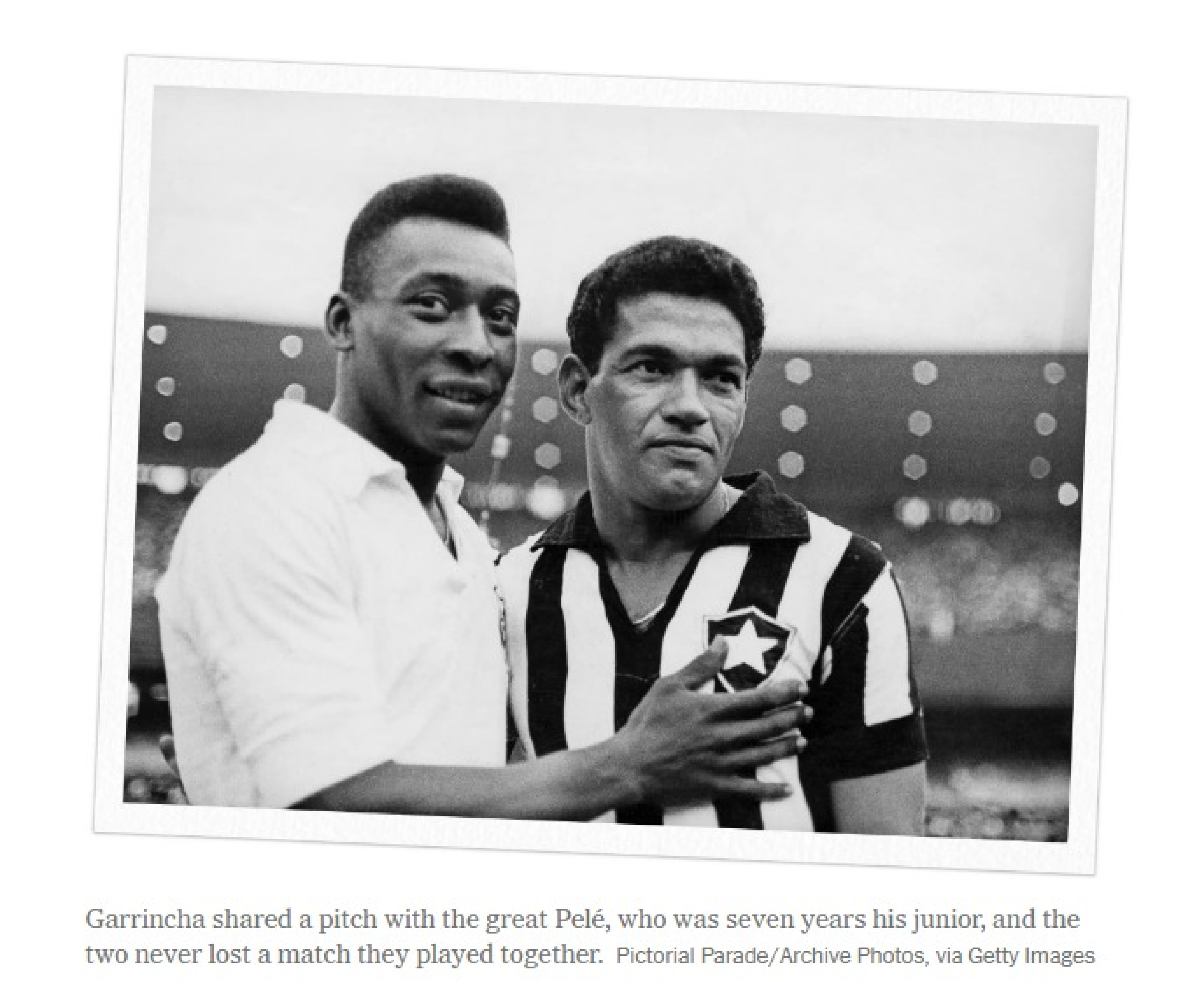 Pel&eacute; e Garrincha mantiveram uma amizade que marcou a hist&oacute;ria do futebol brasileiro