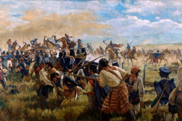 Embarque da Divisão de Voluntários Reais para a Cisplatina em 1816, em tela de Debret feita em1825 - (crédito: Domínio público) Embarque da Divisão de Voluntários Reais para a Cisplatina em 1816, em tela de Debret feita em1825 - (crédito: Domínio público)
