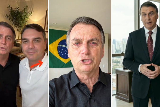 Na convenção do PL, Flávio exibiu vídeo com avatar do pai - (crédito: Nelson ALMEIDA / AFP via Getty Images) Na convenção do PL, Flávio exibiu vídeo com avatar do pai - (crédito: Nelson ALMEIDA / AFP via Getty Images)