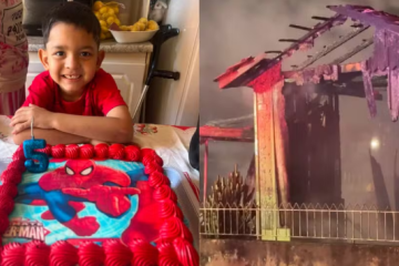 Bisavó de Benjamin foi resgatada com queimaduras e sinais de lesão por inalação de fumaça - (crédito: Reprodução/RCPTV) Bisavó de Benjamin foi resgatada com queimaduras e sinais de lesão por inalação de fumaça - (crédito: Reprodução/RCPTV)