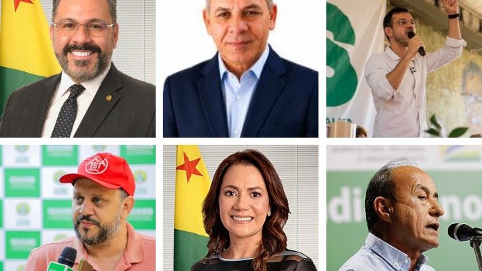 Os seis pré-candidatos que despontam na corrida eleitoral pelo governo do Acre para as eleições de 2026 - (crédito: Montagem/ReproduçãoTSEeWikipédia) Os seis pré-candidatos que despontam na corrida eleitoral pelo governo do Acre para as eleições de 2026 - (crédito: Montagem/ReproduçãoTSEeWikipédia)