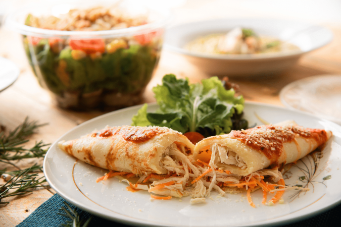 Panqueca de frango (Imagem: rodrigo gavini | Shutterstock) - (crédito: EdiCase) Panqueca de frango (Imagem: rodrigo gavini | Shutterstock) - (crédito: EdiCase)