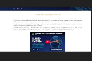 Página especial do ONS detalha o El Niño 2026 e seus impactos no Sistema Interligado Nacional - (crédito: Reprodução/ONS) Página especial do ONS detalha o El Niño 2026 e seus impactos no Sistema Interligado Nacional - (crédito: Reprodução/ONS)