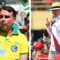 Flávio Bolsonaro defende redução de impostos e privatizações, enquanto plano de Lula ressalta aumento das tensões geopolíticas -  (crédito: Edesio Ferreira/EM/D.A Press e Miguel Schincariol/AFP)