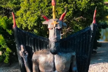 MP investiga denúncia de intolerância após obra de estátua do diabo -  (crédito: Reprodução/Redes sociais )