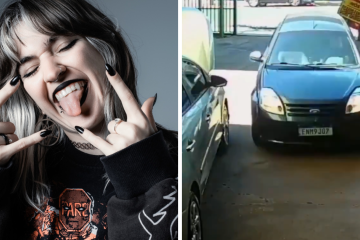 O veículo conduzido por Ana Beatriz parou a apenas três dedos de distância dos carros expostos na concessionária - (crédito: Reprodução/Redes sociais) O veículo conduzido por Ana Beatriz parou a apenas três dedos de distância dos carros expostos na concessionária - (crédito: Reprodução/Redes sociais)