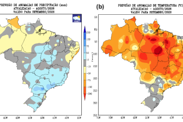 Modelo climático do INMET para o mês de setembro de 2026 - (crédito: Reprodução/Inmet) Modelo climático do INMET para o mês de setembro de 2026 - (crédito: Reprodução/Inmet)