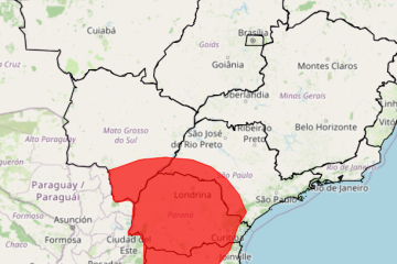 As únicas cidades sem alerta vermelho são: Matinhos, Paranaguá e Pontal do Paraná -  (crédito: Reprodução: Instituto Nacional de Meteorologia )