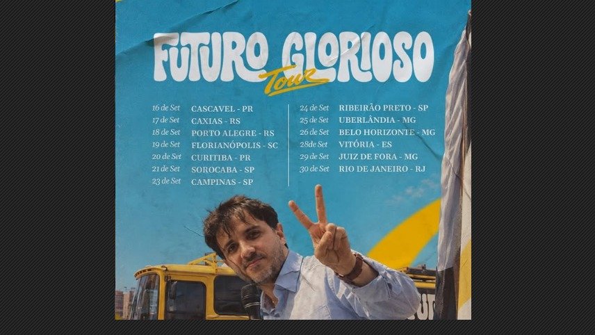 O roteiro da Futuro Glorioso Tour detalha a estratégia de campanha de Renan Santos pelo Sul e pelo Sudeste do Brasil - (crédito: Reprodução/Instagram) O roteiro da Futuro Glorioso Tour detalha a estratégia de campanha de Renan Santos pelo Sul e pelo Sudeste do Brasil - (crédito: Reprodução/Instagram)