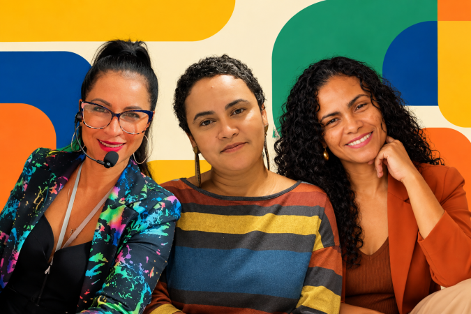 Jane Menezes, Thalita Araujo e Alice Araujo são as facilitadoras do projeto