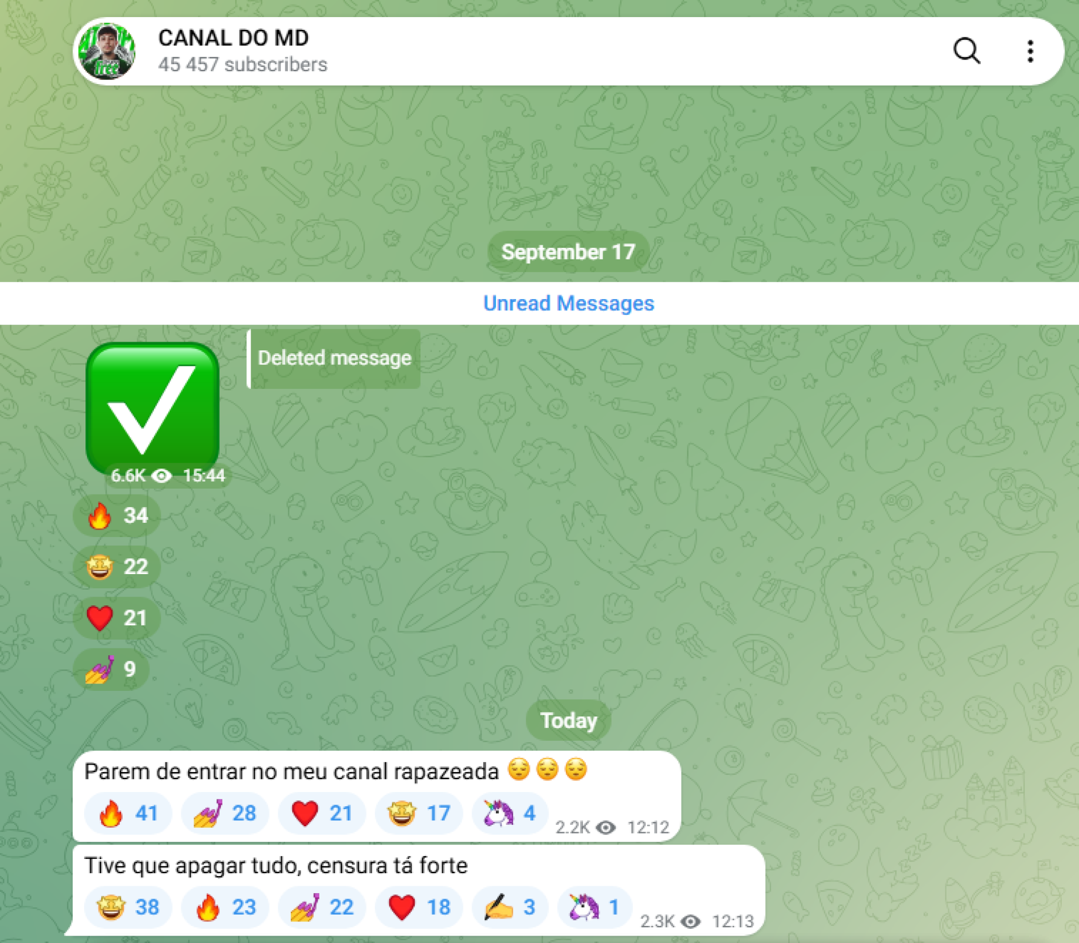 Canal do MD: "Tive que apagar tudo. Censura t&aacute; forte"