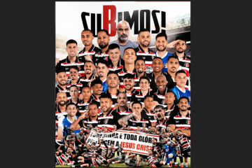 Postagem do Santa Cruz celebra o acesso à série B
- (crédito: Reprodução/Instagram) Postagem do Santa Cruz celebra o acesso à série B
- (crédito: Reprodução/Instagram)