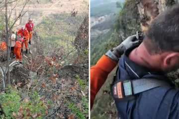 Mesmo ferido e próximo a um abismo de mais de 70 metros, o homem de 50 anos conseguiu manter o celular ligado para indicar sua localização exata aos bombeiros -  (crédito: Material cedido ao Correio/Corpo de Bombeiros Militar do Estado do Tocantins (CBMTO))