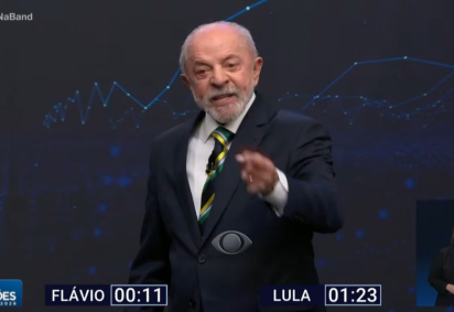 Lula durante debate na Band -  (crédito: Reprodução/Band)