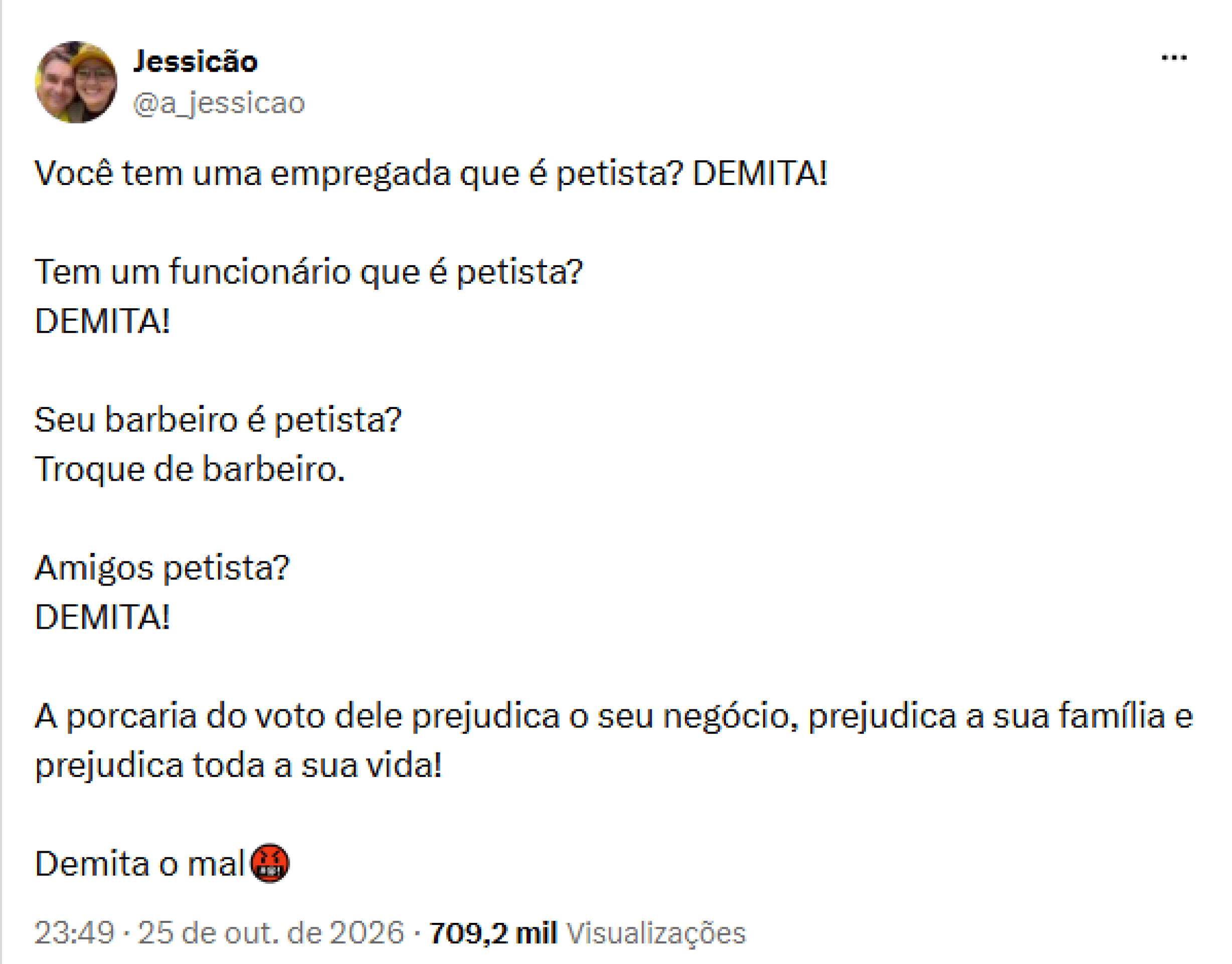 A parlamentar paranaense defendeu nas redes sociais a dispensa de trabalhadores e prestadores de servi&ccedil;o com posicionamento petista